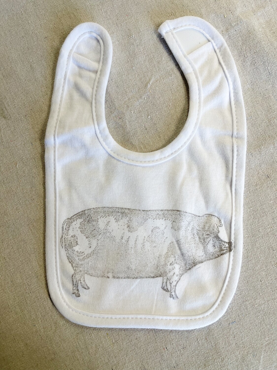 Pig Print White Baby Bib