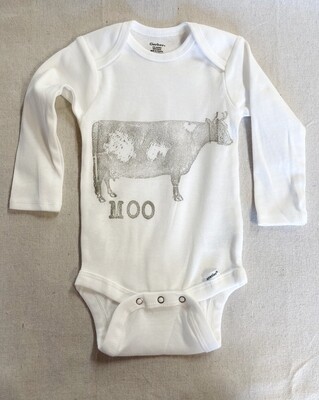 Cow Print White Baby One-Piece 6-9 Months Long Sleeve
