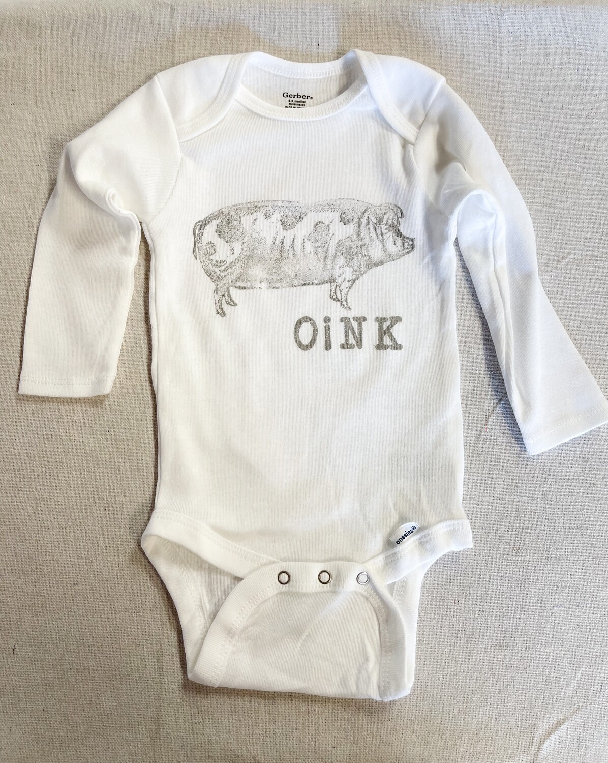 Pig Printed Baby One-Piece 6-9 Months Long Sleeve