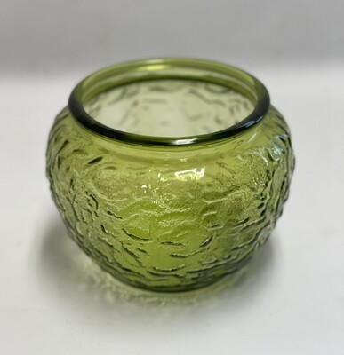 1960s EO Brody Co Green Crinkle Glass Bowl/Vase