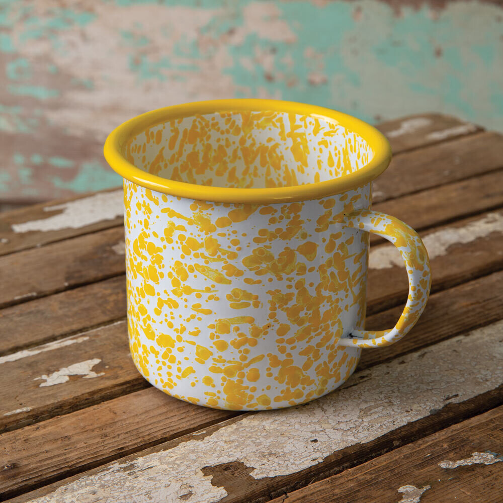 Yellow Speckled Enamelware Mug