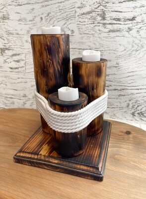 Rustic Lodgepole Pine 3 Candle Holder