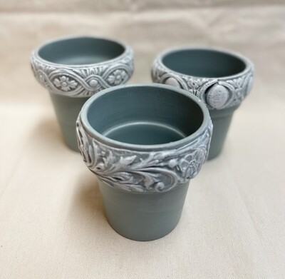 Decorative Clay Pots - Set of 3
