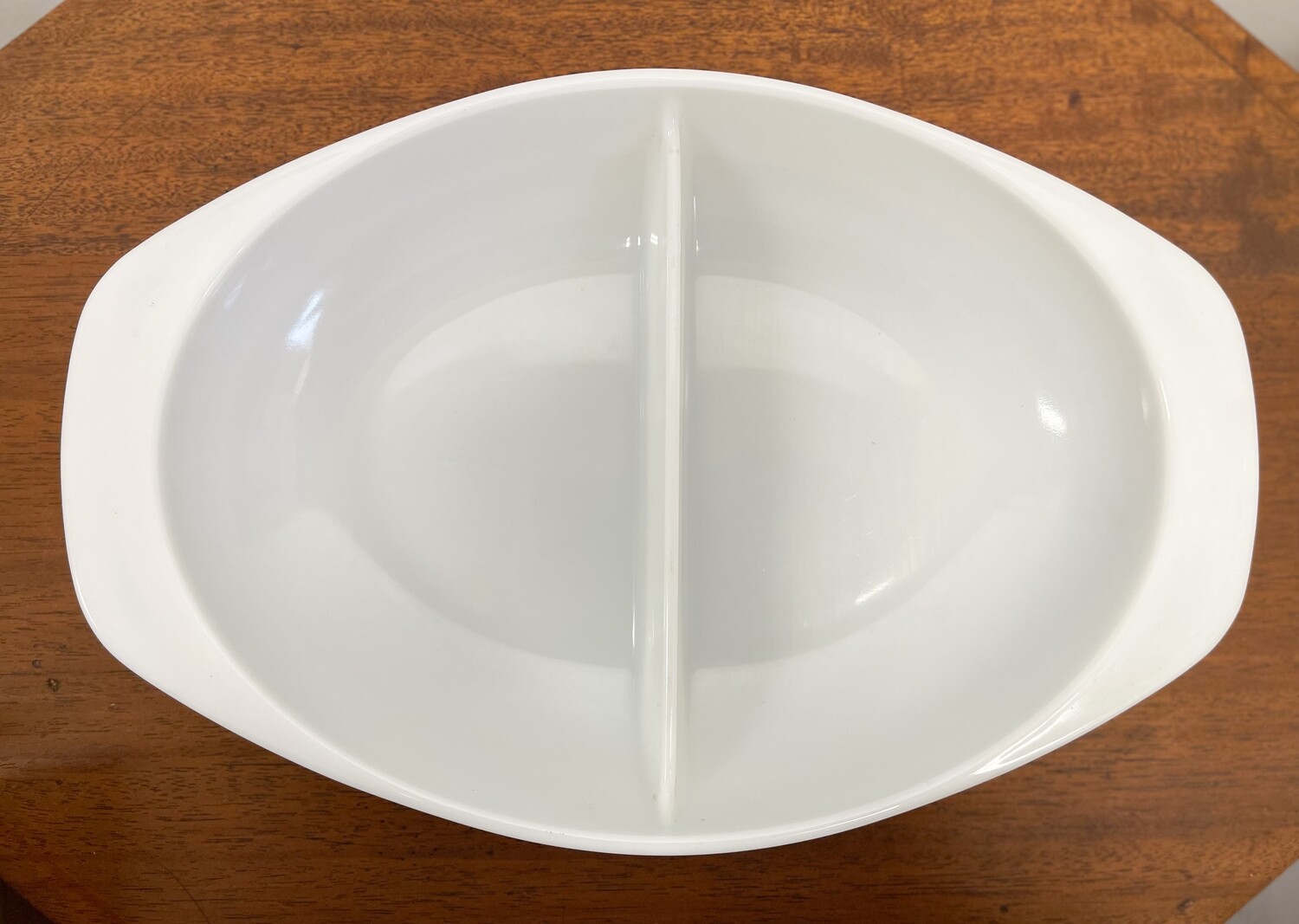 1960s Pyrex Milk Glass Oval Divided Vegetable Tray #1063