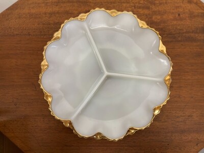 1950s Fire King Milk Glass Relish Dish by Anchor Hocking