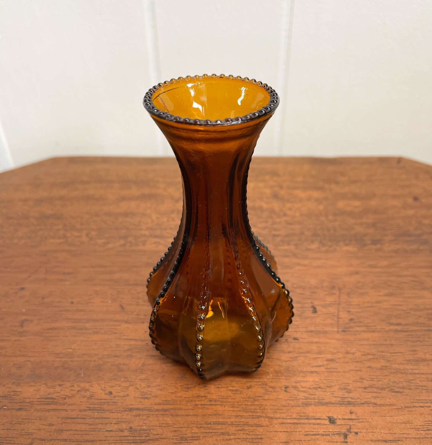 Vintage Amber Glass Mini Vase
