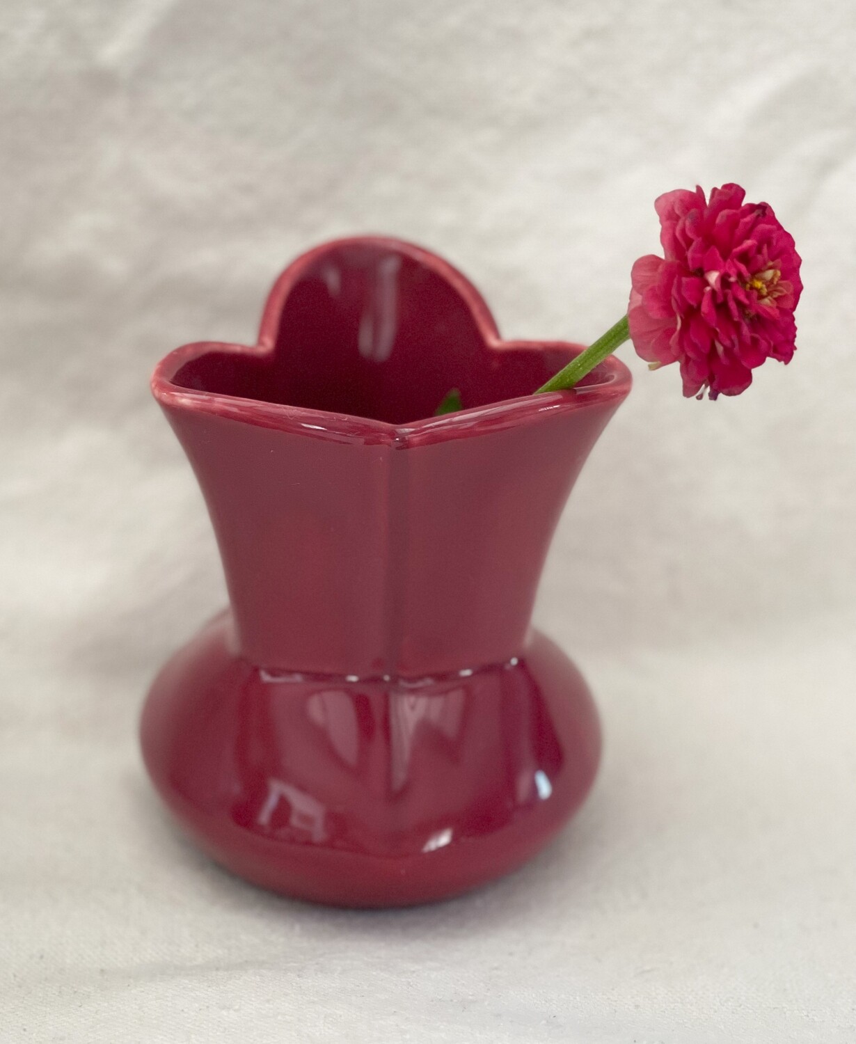 Vintage Burgundy Pottery Vase