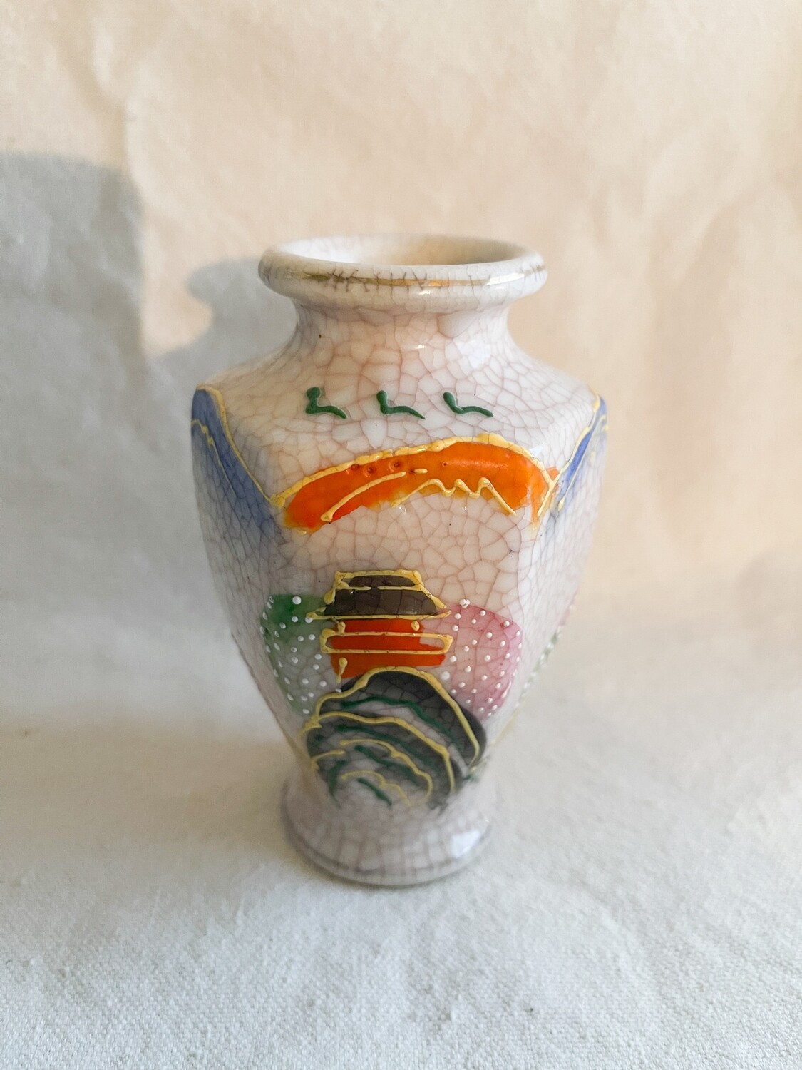 Vintage Hand Painted Ceramic Vase Japan