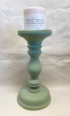 Upcycled Sage Green Resin Candle Holder 11"