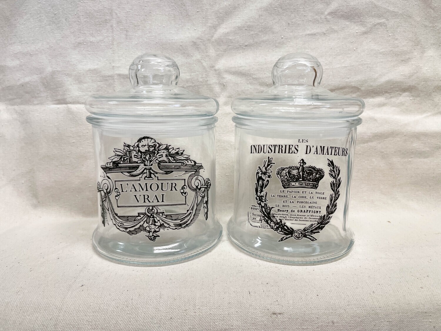 French Inspired Storage Jars Set of 2