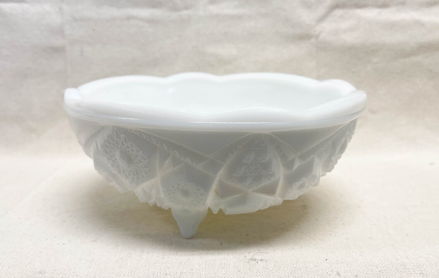 1950s Toltec Milk Glass 3 Toed Footed Bowl by McKee