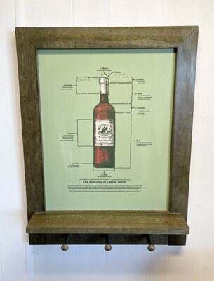 Anatomy of a Wine Bottle Wall Shelf with 3 Hooks