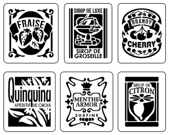 French Fruit Labels 2 Stencil by JRV