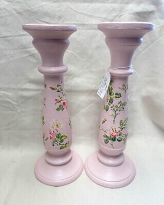 Rose Chinz Pink Candle Holder Pair