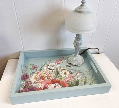Blue Floral Decorative Tray