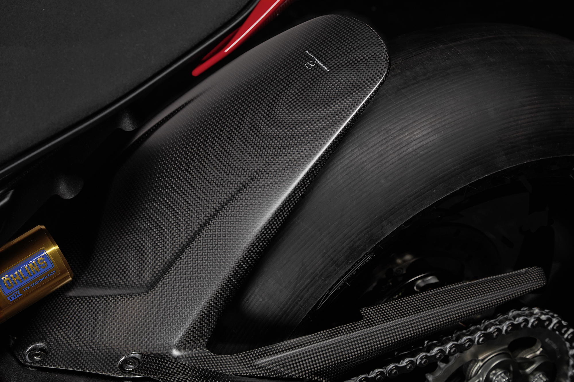 Carbon rear mudguard.
