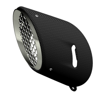 Carbon and titanium exhaust cover. Carbon and titanium exhaust cover.