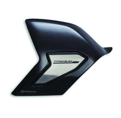 Carbon and titanium swinging arm cover. Carbon and titanium swinging arm cover.