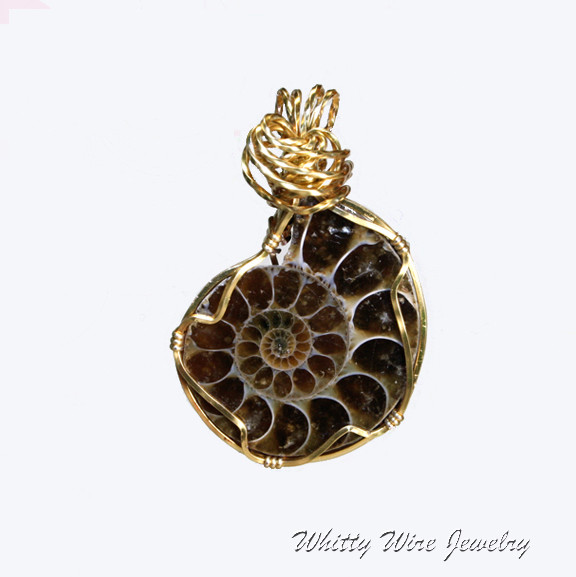 Wire Wrapped Ammonite Pendant