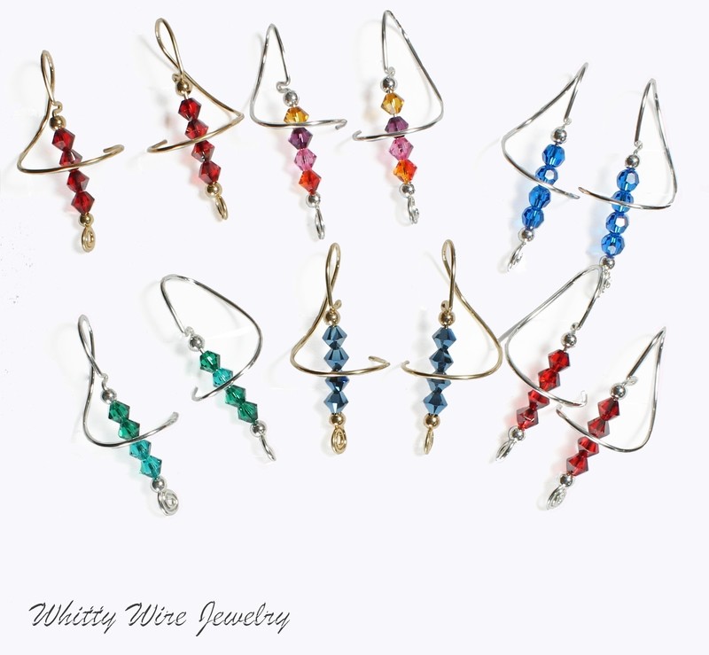 Swarovski Crystal Swirl Earrings with Choice of Sterling Silver, Argentium Silver or 14 K Gold Filled Ear Wires