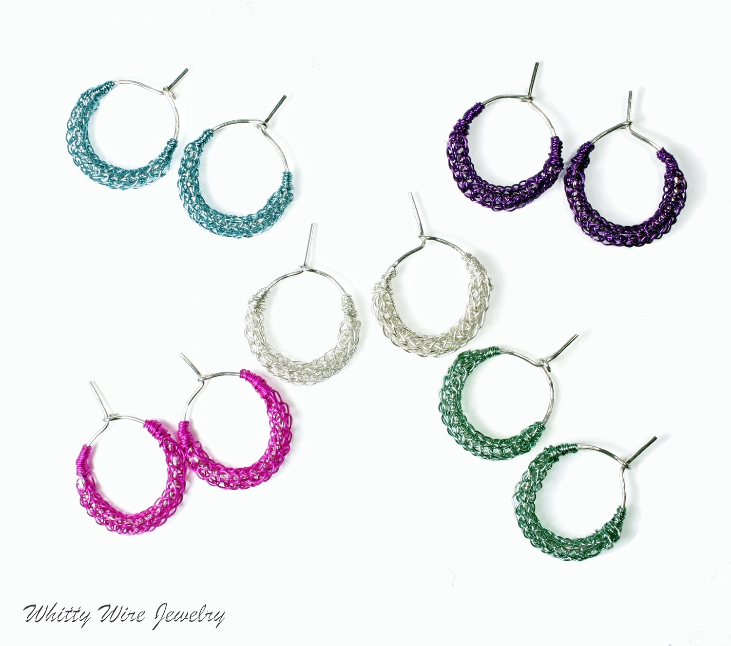 Silver Hoop Earrings with Your Choice Color Viking Knit