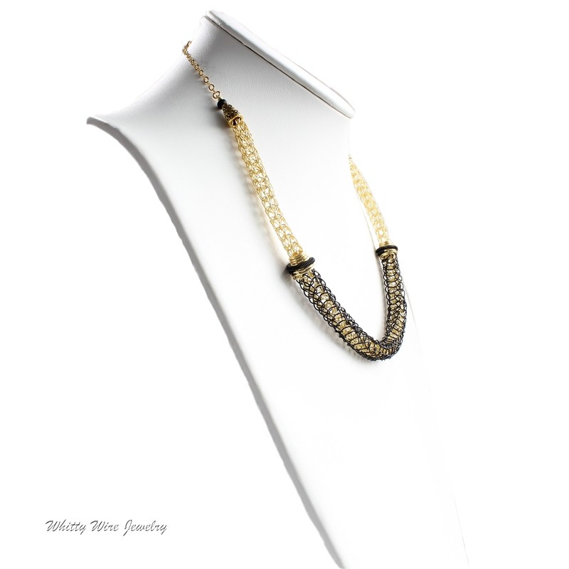 2 Layer Gold and Black Viking Knit Necklace