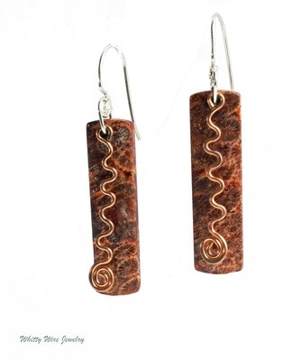 Fossilized Coral Earrings with Copper Accent