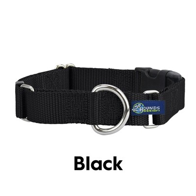 2 Hounds Buckle Collar 1" Black Small