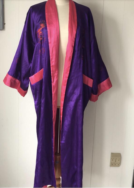Reversible Pink/Purple Satin Robe