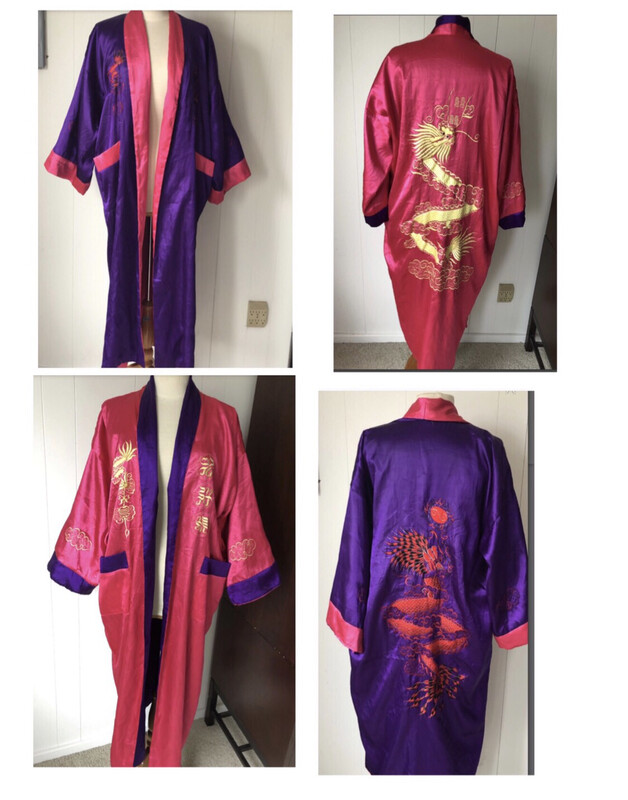 Reversible Pink/Purple Satin Robe