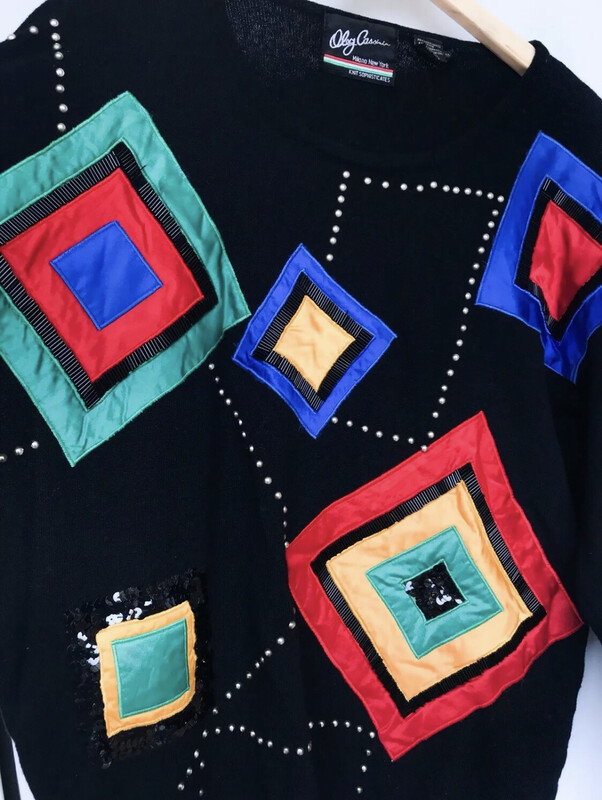 Colorful Diamond Sequin Sweater - M/L
