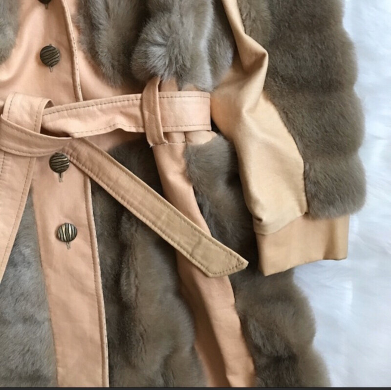 Peach Fuzz - 70’s Faux Leather Fur Coat - L/XL