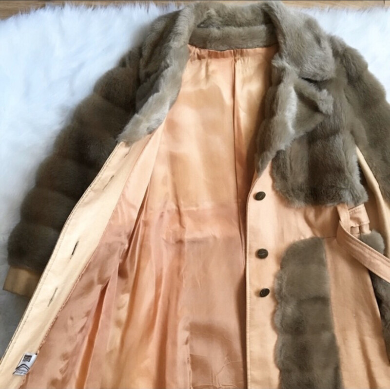 Peach Fuzz - 70’s Faux Leather Fur Coat - L/XL