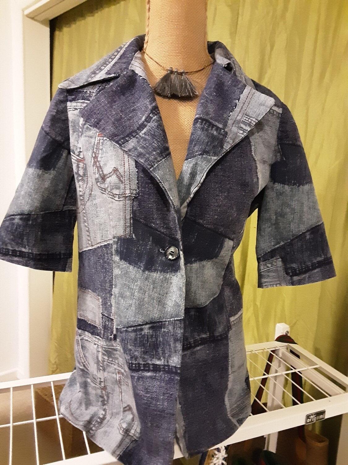 70's Denim Print Blazer - S
