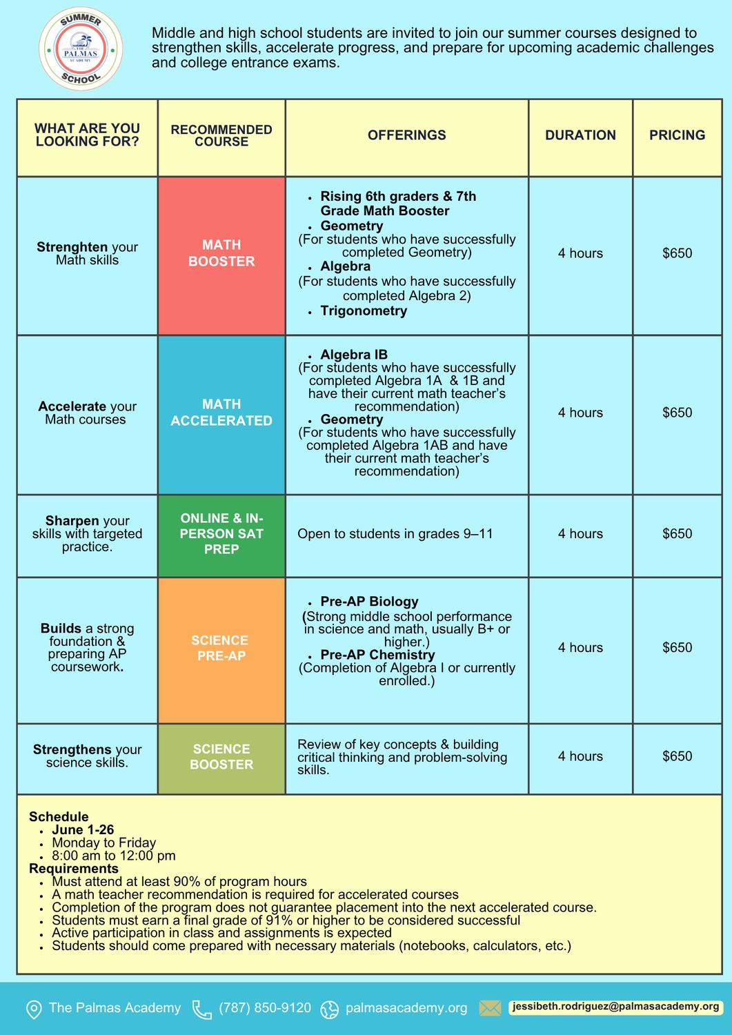 Camp Registration – Math and Science Courses