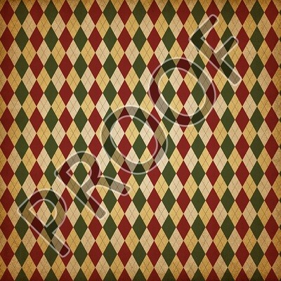 Vintage Red Green Gold Argyle Patterned Vinyl