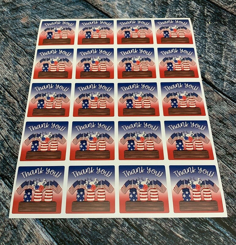 Patriotic Mason Jar Thank You Stickers