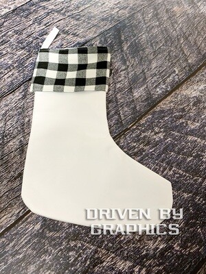 Black &amp; White Buffalo Plaid Stocking w/ White Foot