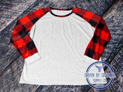 Red &amp; Black Buffalo Plaid Long Sleeve Shirt - Grey Body