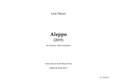 Luís Tinoco: Aleppo (Clarinet, Violin and Piano) (Parts + Full Score)