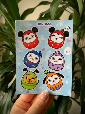 Mickey Minnie Daruma Vinyl Stickers