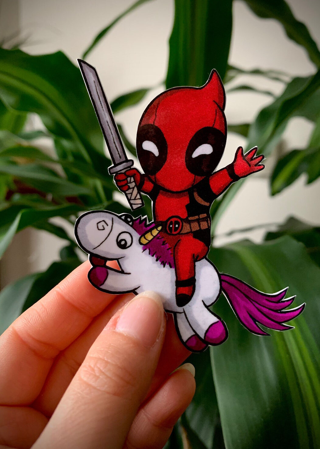 Deadpool Riding Unicorn Vinyl Sticker