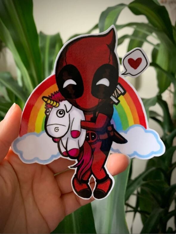 Deadpool Unicorn Rainbow Vinyl Sticker