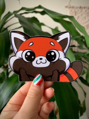 Red Panda Peeker Vinyl Sticker