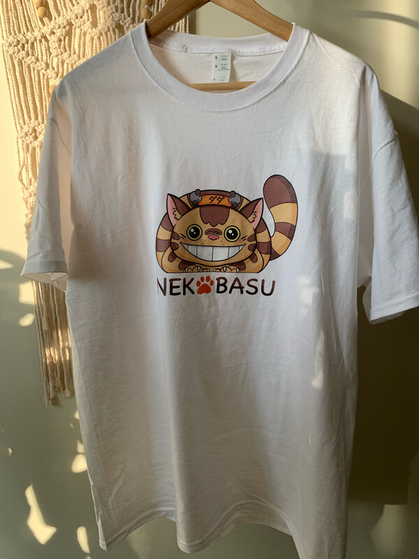 Nekobus Crew Neck Pocket Cotton T-Shirt