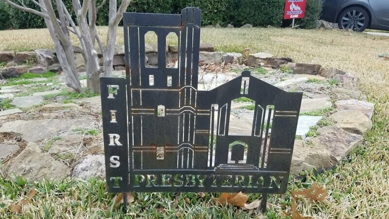 First Pres Ironwork Yard Sign