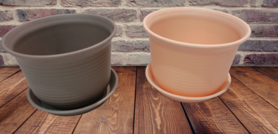 Free Earth Tone Plastic Pot and Saucer With Mat Order