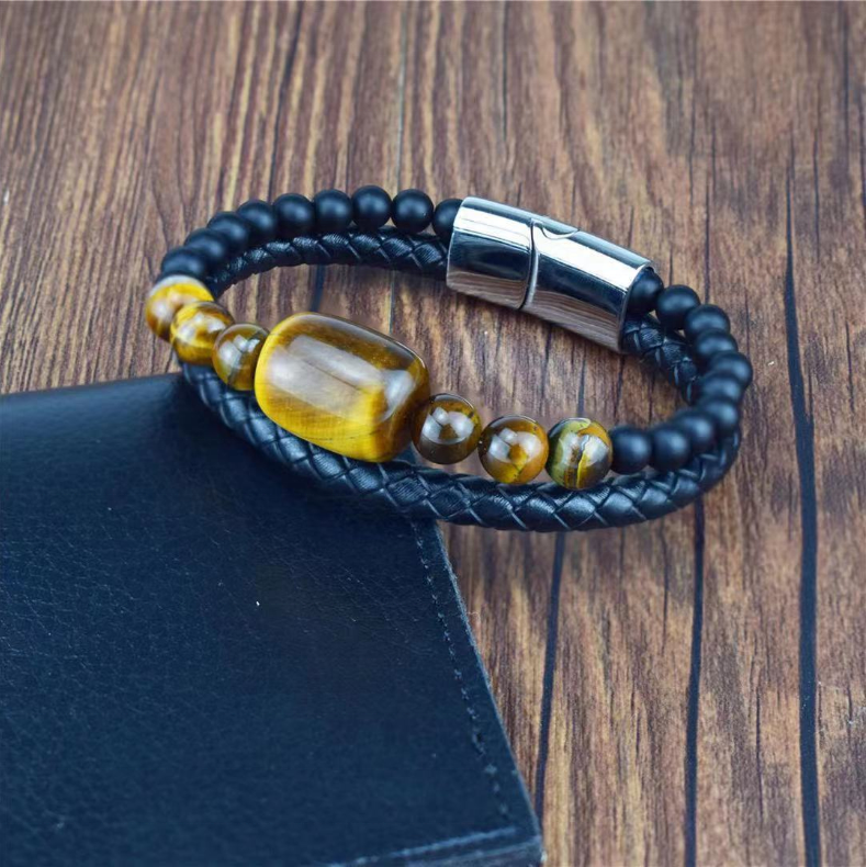 Fashion Men Jewelry Natural Stone Tiger eye Bracelet.