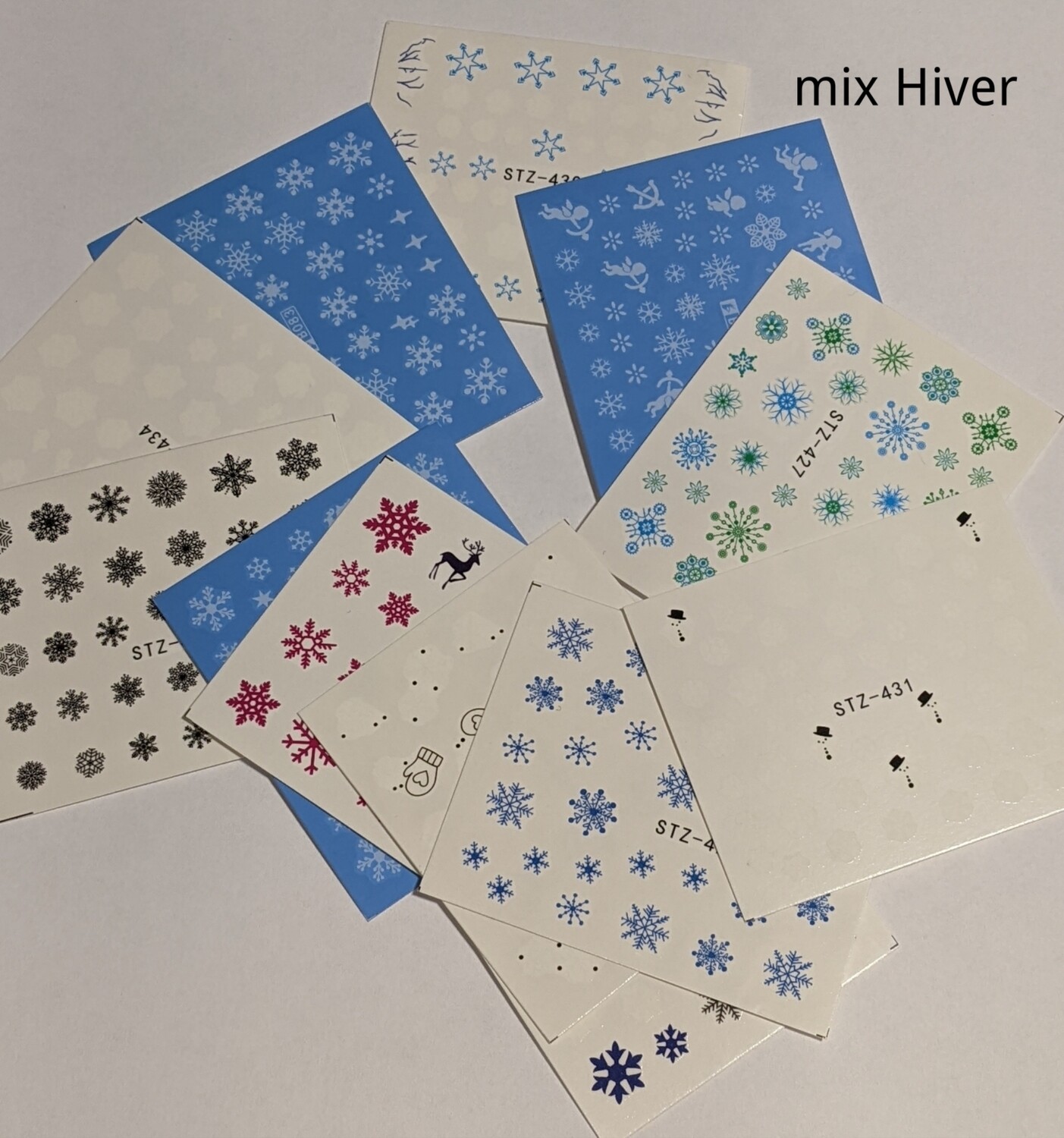 mix Hiver/Noël 12 feuilles de water decals
