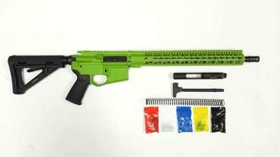 AR-15 Cerakote Zombie Green Rifle Kit 16″ Phosphate Barrel 15″ Rail Handguard with 80% Lower/ Black Magpul Moe Stock / Black Magpul Moe Grip / Enhanced Trigger Guard
